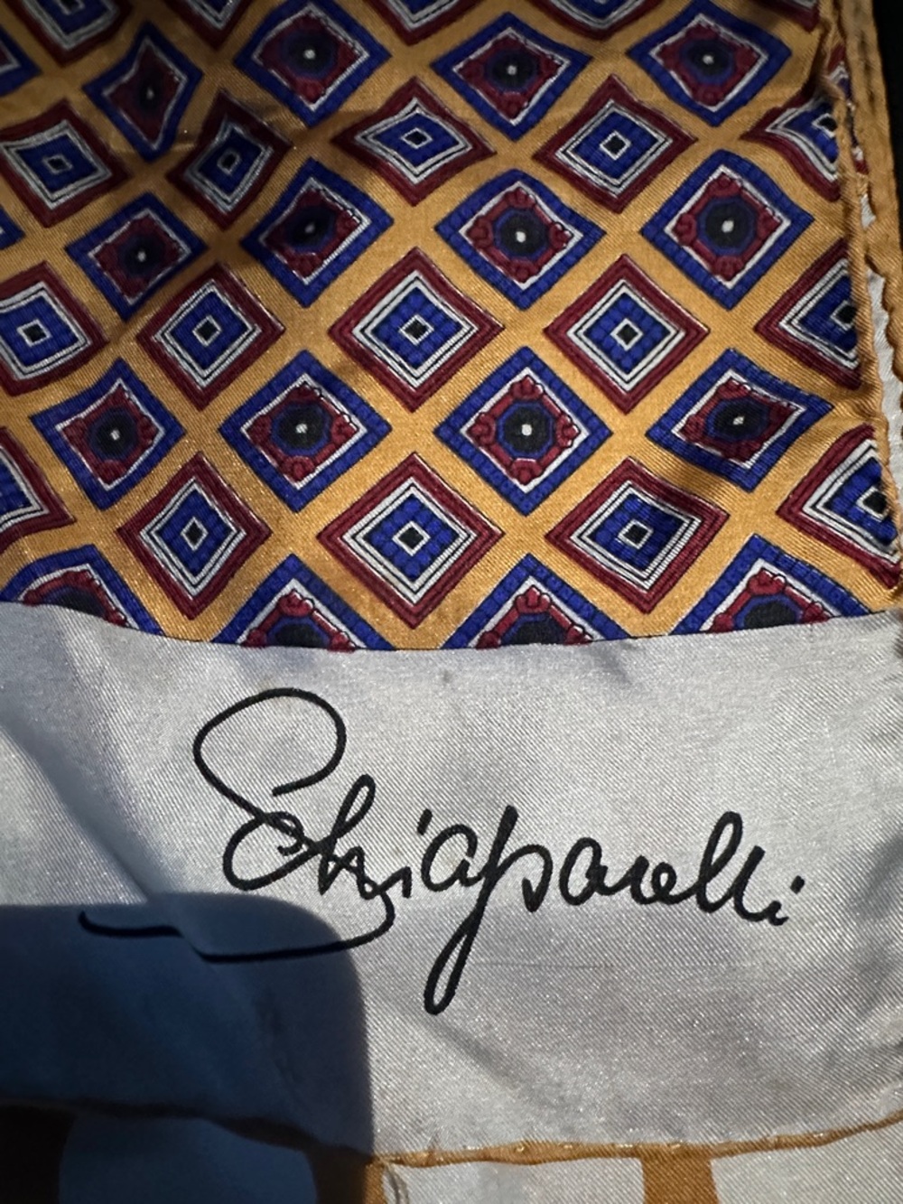 Schiaparelli Yellow Geometric Silk Scarf